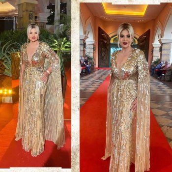 شاهد .. بوسي شلبي تعيد إطلالة كيت ميدلتون.. وهذا سعر الفستان