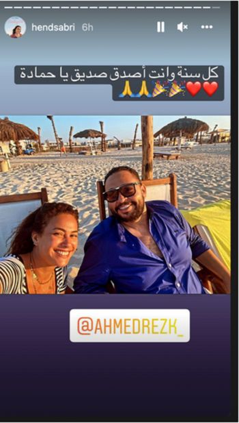 شاهد .. هند صبري تحتفل بعيد ميلاد أحمد رزق