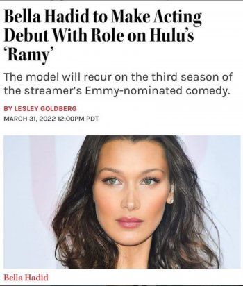 شاهد .. بيلا حديد تدخل عالم التمثيل من أوسع أبوابه.. وهذه تفاصيل دورها