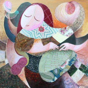 شاهد .. بالصور- معرض فردي لوفاء نصر تحت عنوان "نسيج من حياتي"