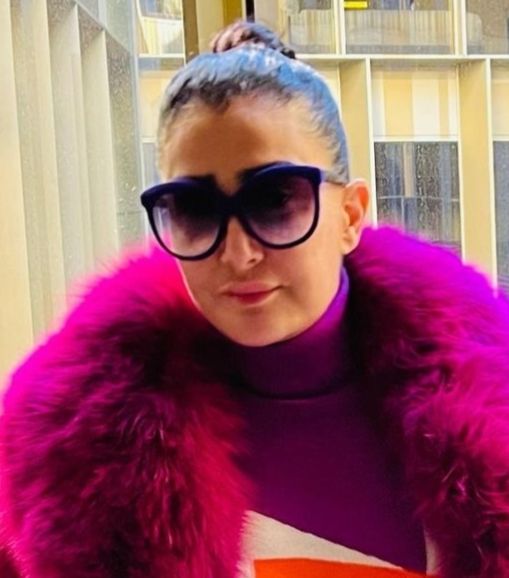 غادة عبد الرازق تتألق باللون البنفسجي في احدث اطلالتها