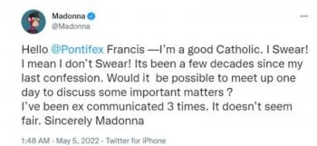 شاهد .. مادونا تتوجه برسالة لـ البابا فرنسيس وهذا ما طلبته