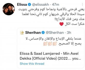 شاهد .. بعد إشادة شريهان بأغنية "من أول دقيقة".. إليسا ترد