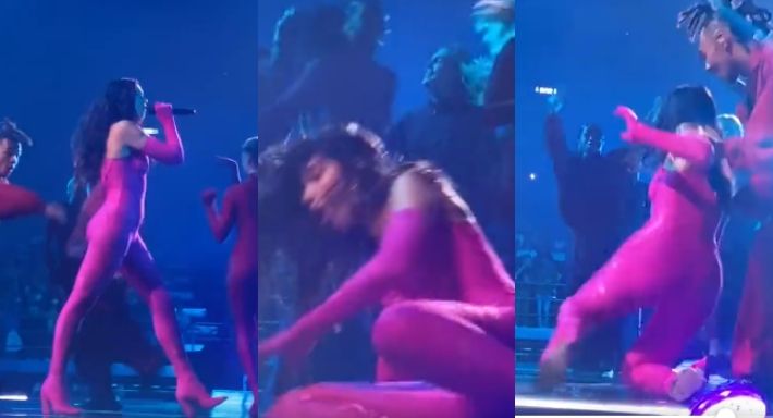 بالفيديو – سقوط دوا ليبا على المسرح في حفلها بإيطاليا