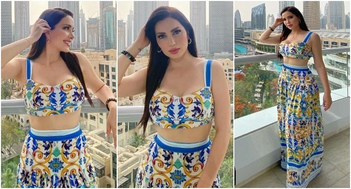 شاهد بنص عين – نسرين طافش بفستان قطعتين .. شاهد