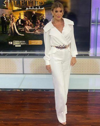 شاهد .. بالصورة - ريتا حرب تتألق خلال الترويج لمسلسلها ستيلتو