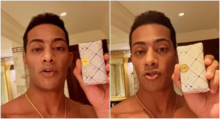 بالفيديو : محمد رمضان بيستحمي بصابونة ذهب عيار 24