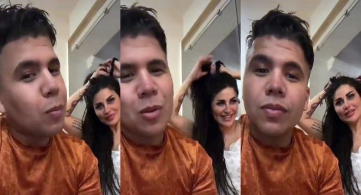 علي الكنبة : عمر كمال في منزل ندي الكامل بيعدل شعرها – فيديو