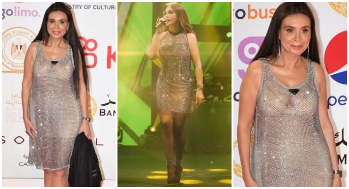 العجوزة ” دينا ” لبست فستان شفاف في مهرجان القاهرة – شاهد