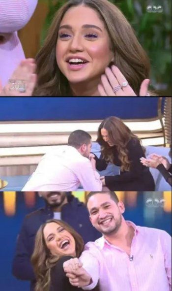 شاهد .. حبيب رنا رئيس يطلب يدها للزواج على الهواء مباشرة في برنامج منى الشاذلي - بالصور