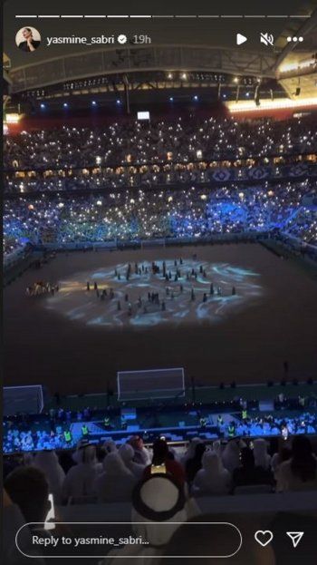 شاهد .. ياسمين صبري تطل من إفتتاح كأس العالم في قطر.. والجمهور ينتقد إطلالتها