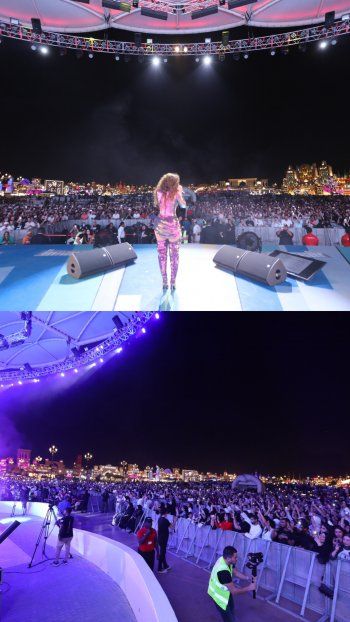 شاهد .. بالصور - ميريام فارس تفتتح أولى حفلات القرية العالمية