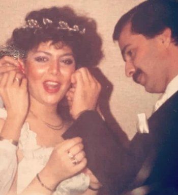 شاهد .. صور نادرة من زفاف صباح الجزائري من زوجها اللبناني.. فستانها حديث الجمهور