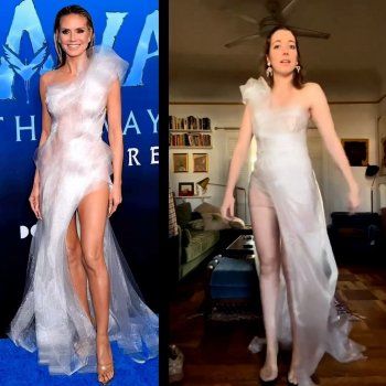 شاهد .. فتاة تقلد إطلالة هايدي كلوم.. والأخيرة تدعمها