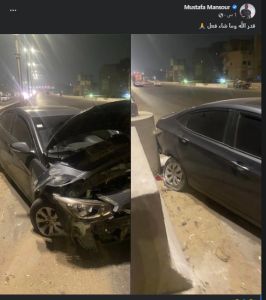 عاجل وبالصور .. بطل فليم حرب كرموز يتعرض لحادث سير مروع