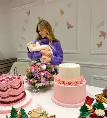 شاهد .. داليدا عياش تحتفل بعيد ميلادها وعيد الميلاد في أول ظهور بعد ولادتها-بالصور والفيديو