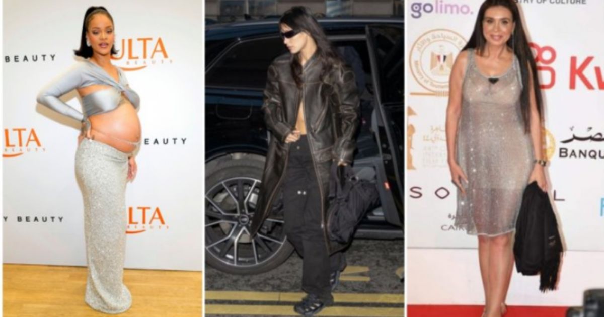 شاهد .. دينا بفستان شفاف وحذاء بيلا حديد قبيح للغاية وريهانا تستعرض حملها بملابس فاضحة وغيرها من أسوأ الإطلالات في عام 2022