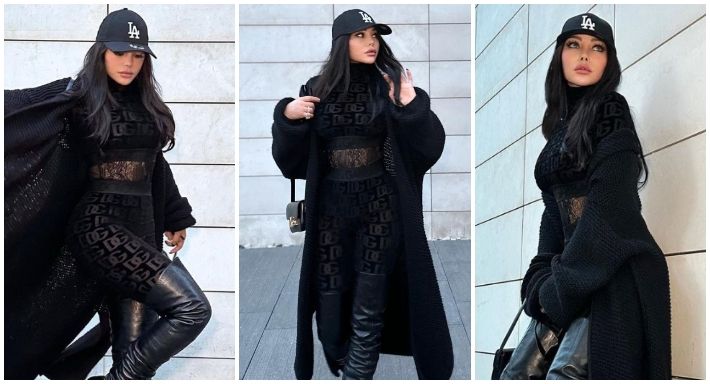 هيفاء وهبي بتتدلع بالاسود وملهاش حل – شاهد