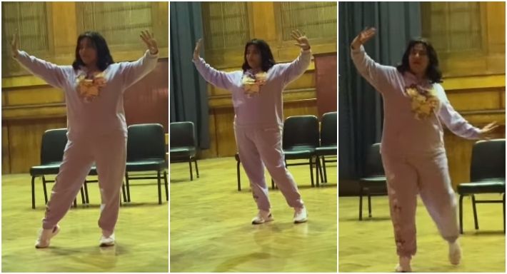 بالفيديو – بدرية طلبة تتدرب على رقصة البطة