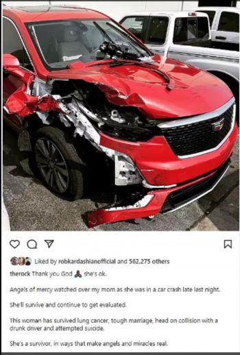 شاهد .. والدة دوين جونسون تتعرض لحادث سير خطير وتنجو من الموت بأعجوبة