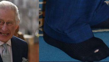 شاهد .. جورب الملك تشارلز المثقوب يحدث حالة من الضجة الواسعة- بالصور
