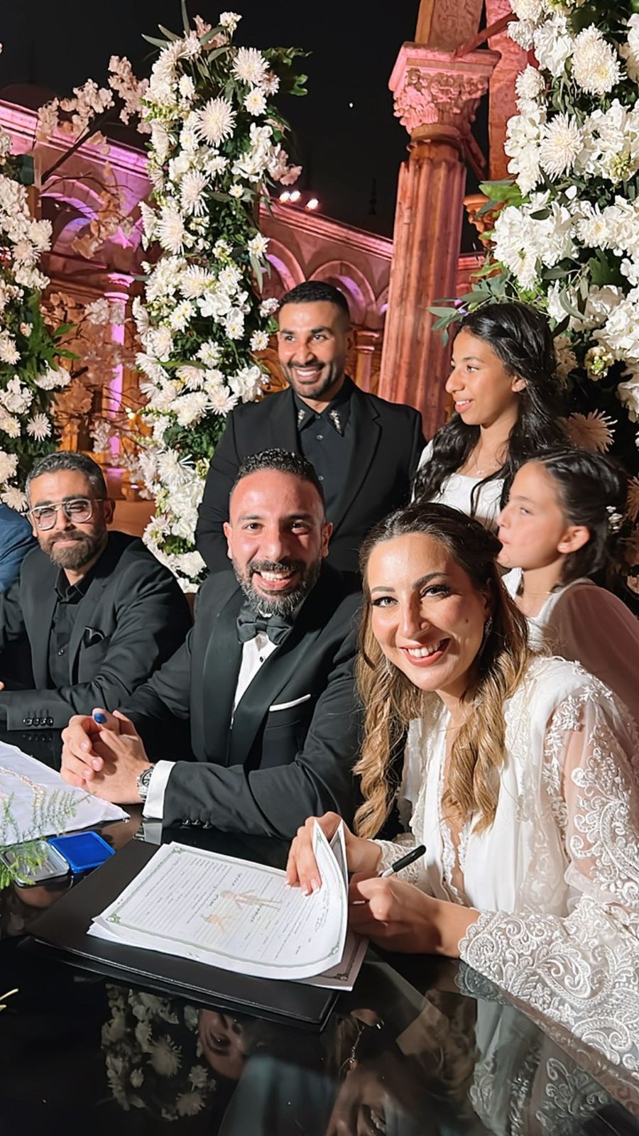 بالصور.. عقد قران حفيدة “حسين سالم” على رجل الأعمال شريف الشافعي