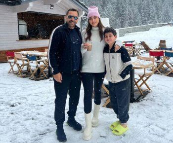 شاهد .. طارق العريان يصطحب أولاده من أصالة في إجازة مع نيكول سعفان-بالصور