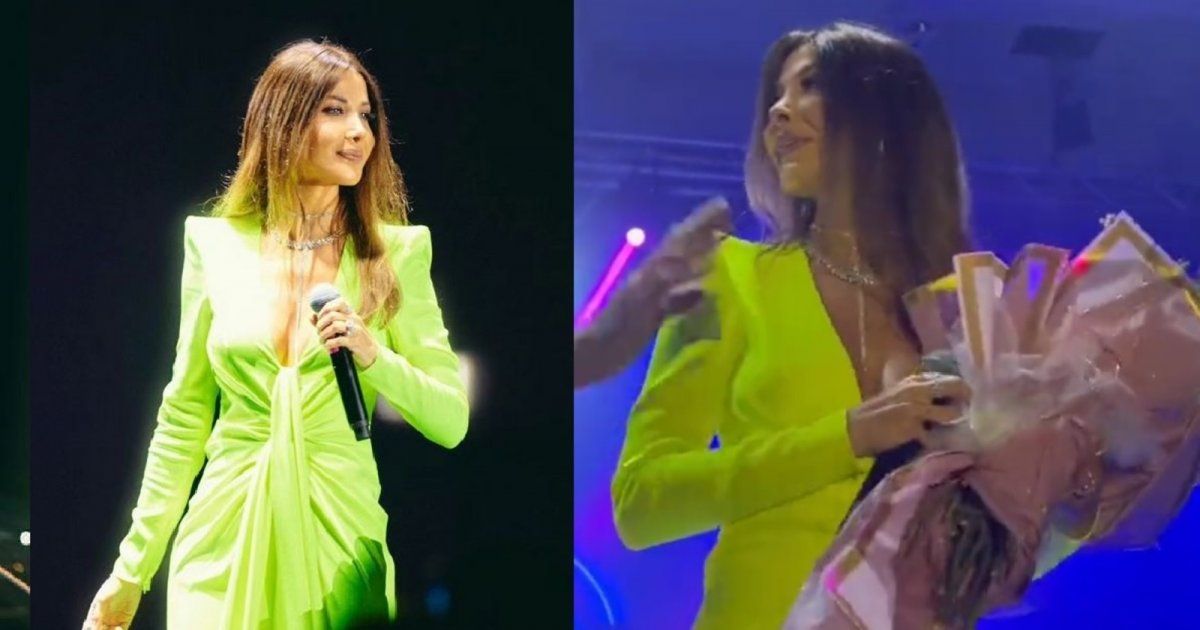 شاهد .. معجب يقدّم باقة ورد لـ نانسي عجرم وردة فعلها الطريفة تتصدر الترند - بالفيديو