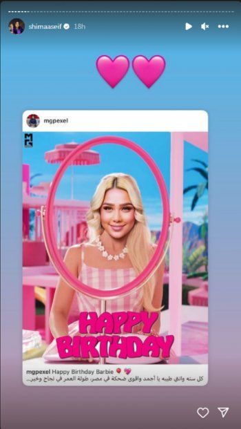 شاهد .. بالصورة- بشكل "باربي".. شيماء سيف تحتفل بعيد ميلادها