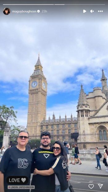 شاهد .. بالصور- من شوارع لندن..ماغي بو غصن تستمتع بوقتها مع عائلتها