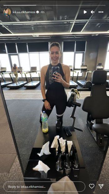 شاهد .. بالصورة- من داخل الصالة الريضية.. لقاء الخميسي تستعرض رشاقة جسمها