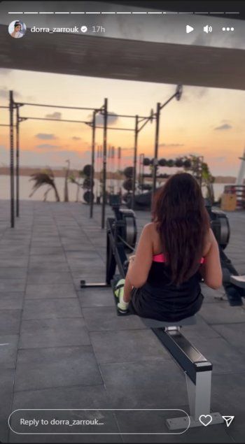 شاهد .. بالصور- درة التونسية تستعرض رشاقتها أثناء ممارسة الرياضة