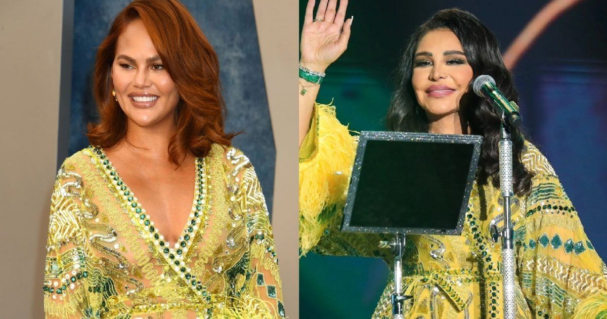 شاهد .. أحلام وكريسي تايغن بالفستان نفسه من تصميم زهير مراد ولكن!