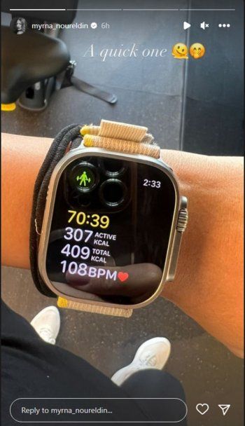 شاهد .. بالصور- من داخل الصالة الرياضية.. ميرنا نور الدين تتألق برشاقتها