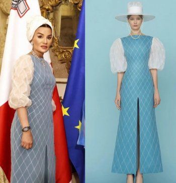 شاهد .. حيلة ذكية اعتمدتها الشيخة موزا بعدما ارتدت فستاناً ذا فتحة طويلة- بالصور