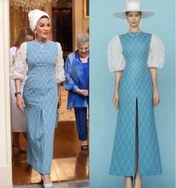 شاهد .. حيلة ذكية اعتمدتها الشيخة موزا بعدما ارتدت فستاناً ذا فتحة طويلة- بالصور