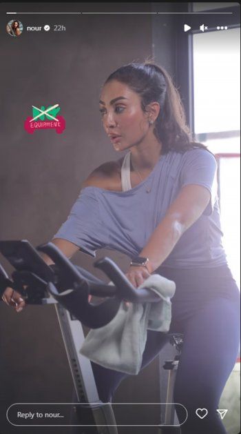 شاهد .. بالصورة- من داخل الجيم.. نور الغندور تستعرض رشاقتها