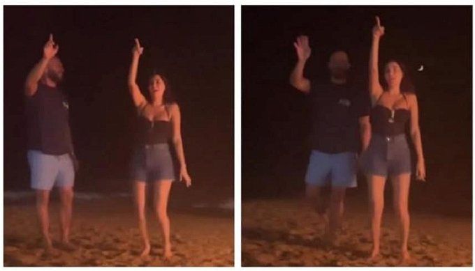 اتفرج.. وصلة رقص جريئة بين سيرين عبد النور وزوجها على الشاطئ