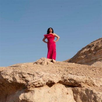 شاهد .. وسط الصحراء.. رحاب الجمل بفستان وردي مزين بالريش - بالصور