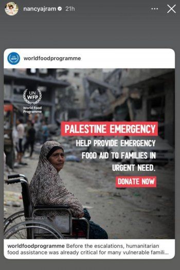 شاهد .. تحت عنوان الإنسانية..نانسي عجرم تدعم الشعب الفلسطين