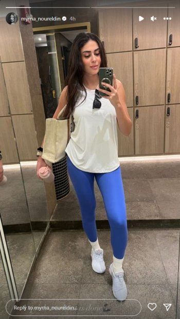 شاهد .. بالصور- بقوام ممشوق ولوك رياضي..ميرنا نور الدين تتألق من داخل الجيم