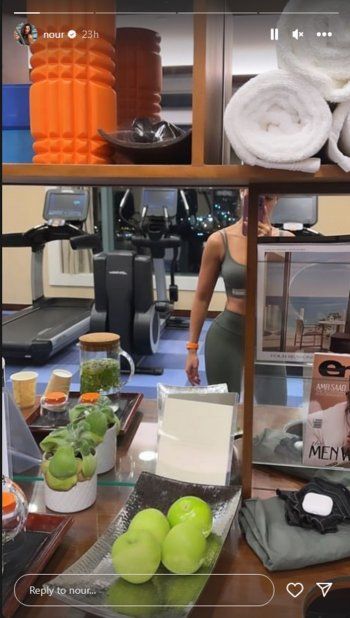 شاهد .. بالصورة -بلوك رياضي..نور الغندور تستعرض رشاقتها من داخل الجيم