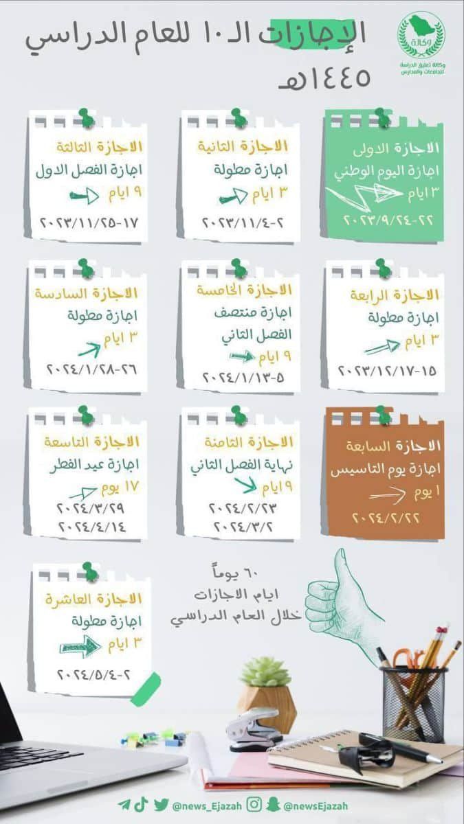 إجازة المدارس 1445