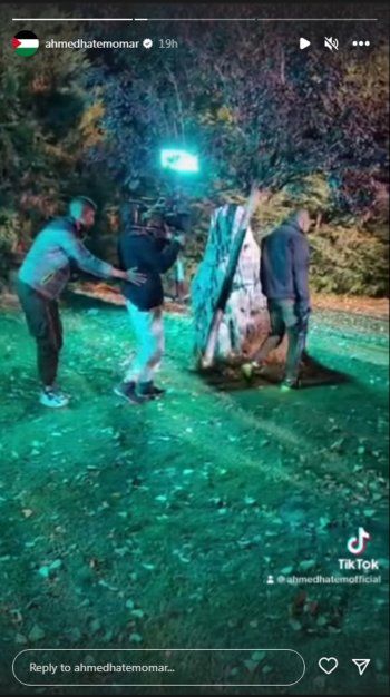 شاهد .. بالصور- من كواليس أخر أعماله..أحمد حاتم يحمس الجمهور بمشهد أكشن