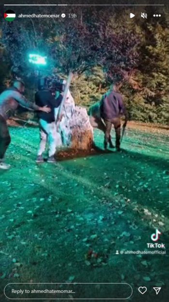 شاهد .. بالصور- من كواليس أخر أعماله..أحمد حاتم يحمس الجمهور بمشهد أكشن