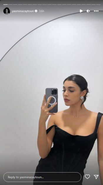 شاهد .. بالصور- بأنوثة و جمال.. ياسمينا زيتون تتألق بفستان أسود رائع