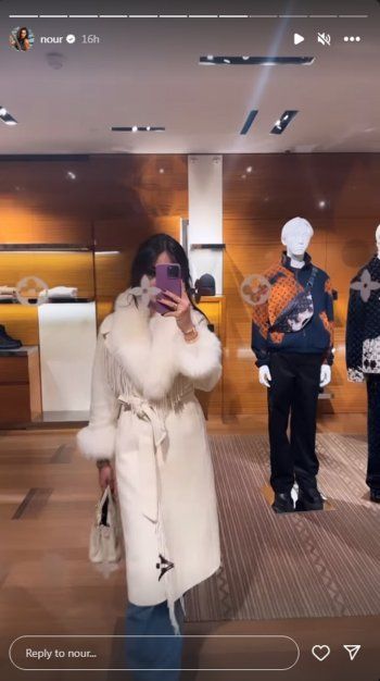 شاهد .. بالصور- نور الغندور تتألق بالابيض الشتوي والريش وتخطف الانظار بجمالها