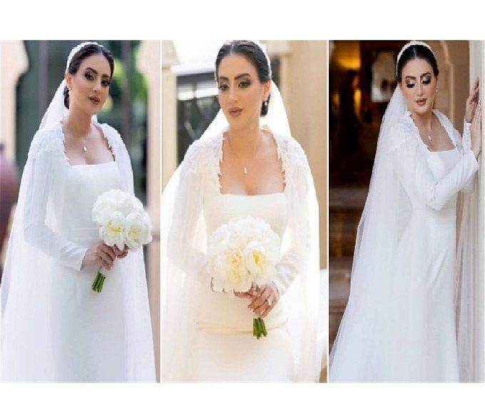 كأنها ملكة.. دانية شافعي تفاجئ الجميع بإطلالتها في حفل زفافها بدبي (صور)