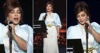 شاهد .. أصالة بفستان غير موفق في "ليلة الدموع".. زحمة تطريزات وأقمشة وأكسسوارات - بالصور