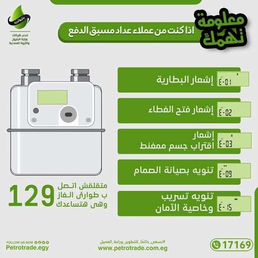 تنبيه بتروتريد عن شحن عداد الغاز مسبق الدفع